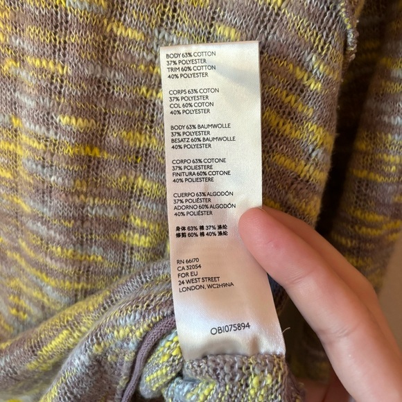 Free People Yellow & Purple Printed Long Sleeve Scoop Neck T-Shirt Womens Sz S - Picture 8 of 8